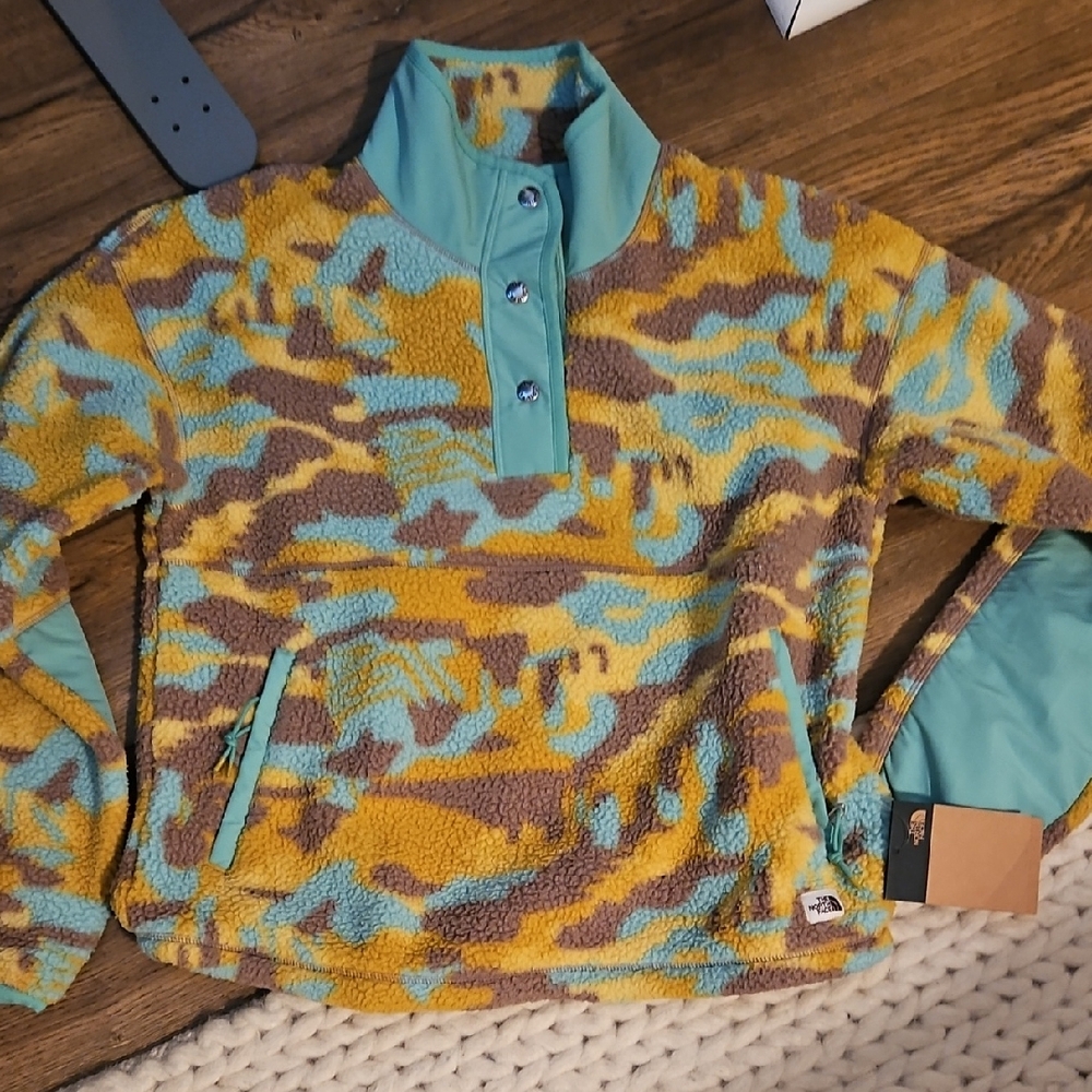 The North Face Yellow and Blue Fleece Pullover